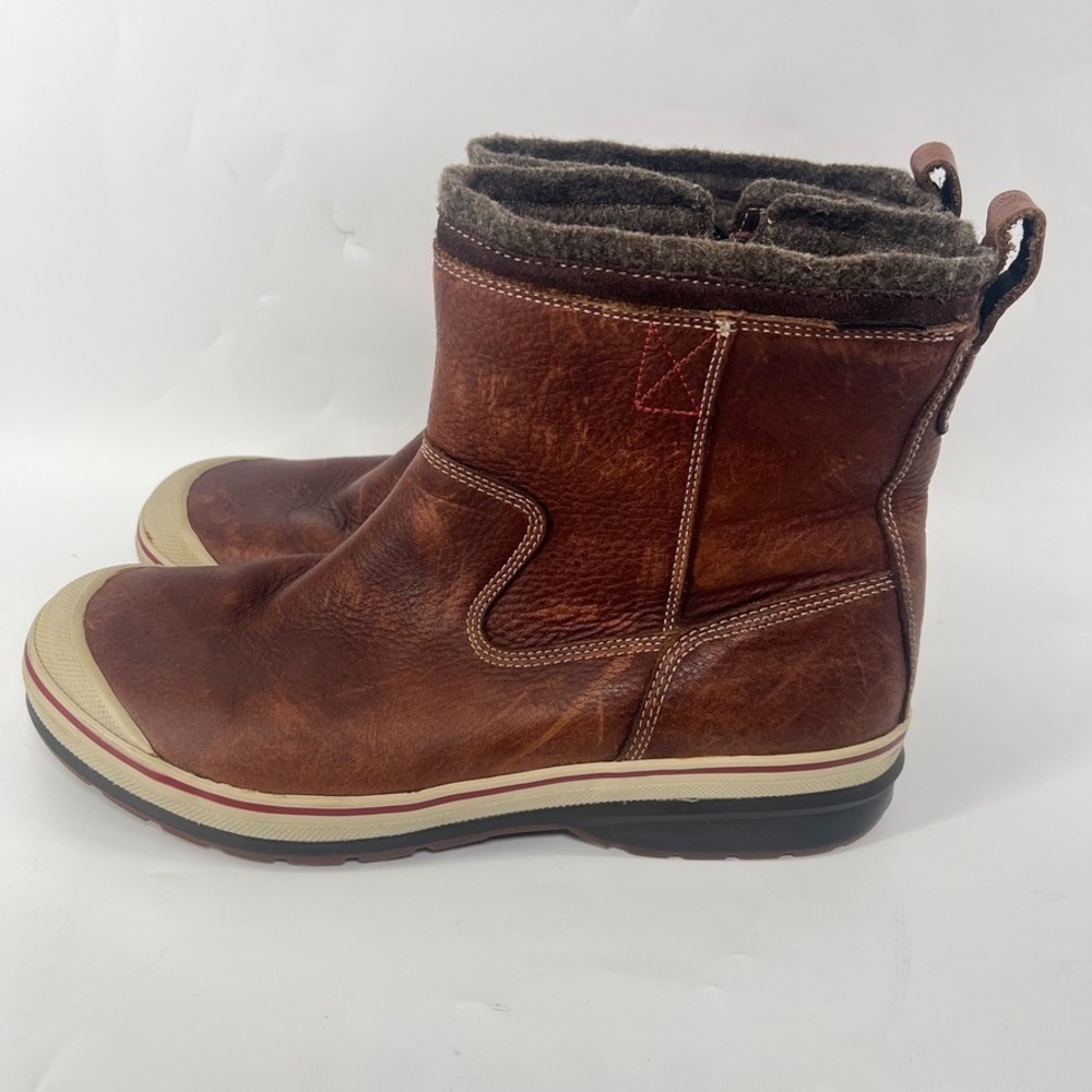 Clarks Grove Boots Men Size 12 Duck Zip Brown Leather Work Muck Sneaker Lined - Picture 6 of 9